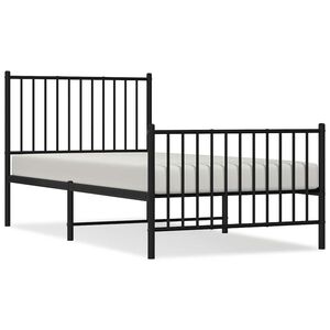 vidaXL S&auml;ngram med huvudgavel och fotgavel svart metall 90x190 cm