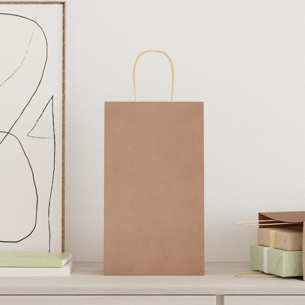 vidaXL Pappersp&aring;sar 50 st med handtag brun 21x11x36 cm