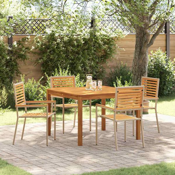 vidaXL Trädgårdsmöbelset 5 pcs Beige Poly rattan