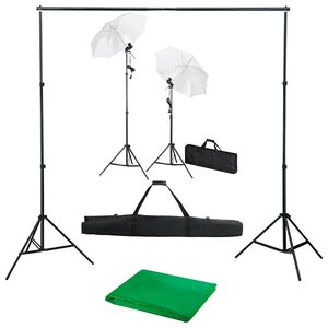 vidaXL Fotostudio med bakgrunder, lampor och paraplyer