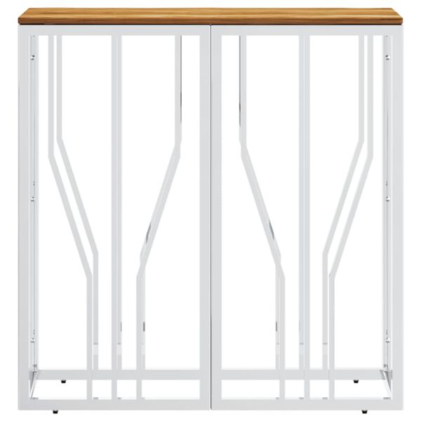 vidaXL Soffbord silver rostfritt st&aring;l och massivt akaciatr&auml;