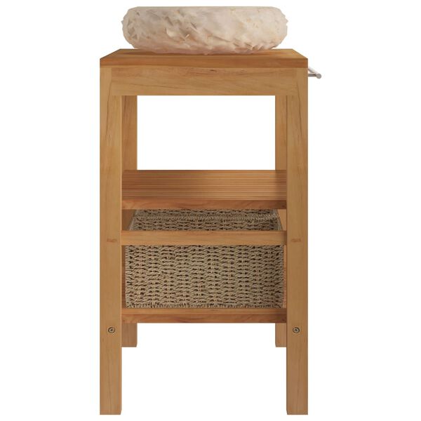 vidaXL Badrumsunderskåp teak med handfat marmor gräddvit