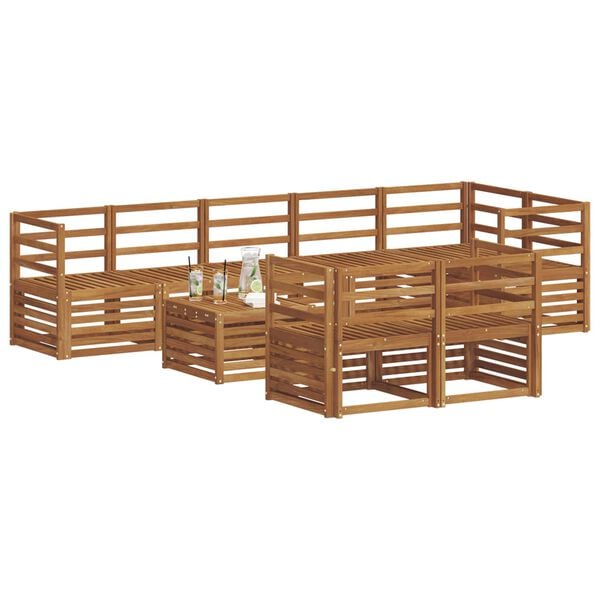 vidaXL Soffgrupper 9 pcs Naturf&auml;rg Massivt Akaciatr&auml;