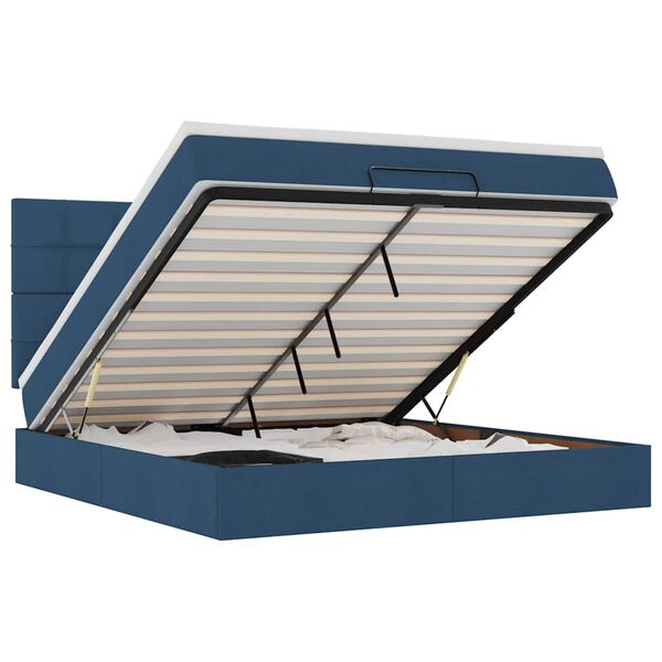 vidaXL Ottoman s&auml;ngram med madrass bl&aring; 180x200 cm tyg