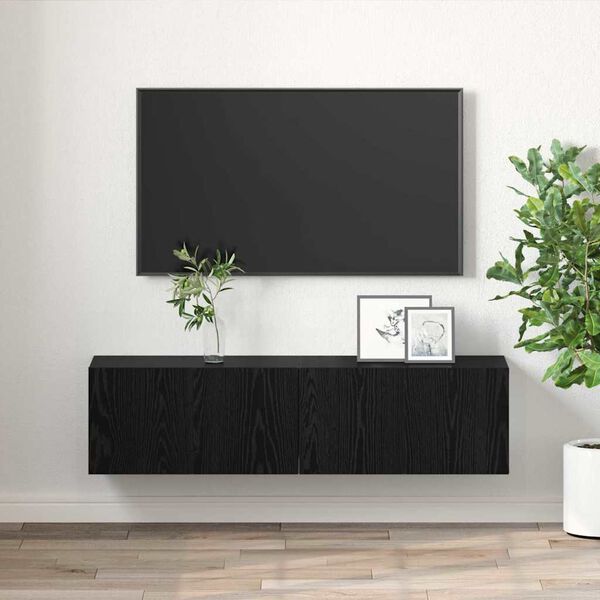 vidaXL TV-bänkset 2 pcs Svart 60 x 30 x 30 cm Konstruerat trä