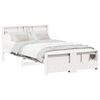 vidaXL S&auml;ngram med hylla med huvudgavel Vit 140 x 190 cm Massivt furu