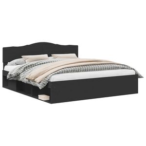 vidaXL S&auml;ngram med huvudgavel Svart 200 x 200 cm Massiv furu