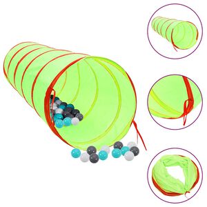vidaXL Lektunnel med 250 bollar gr&ouml;n 175 cm polyester