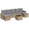 vidaXL Matgrupp f&ouml;r tr&auml;dg&aring;rden med dynor 8 delar beige konstrotting