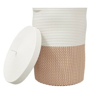 vidaXL F&ouml;rvaringskorg med lock brun och vit &Oslash;37x50 cm bomull