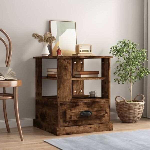 vidaXL Soffbord r&ouml;kf&auml;rgad ek 50x50x60 cm konstruerat tr&auml;