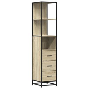 vidaXL Badrumssk&aring;p sonoma-ek 35x37,5x166 cm konstruerat tr&auml;