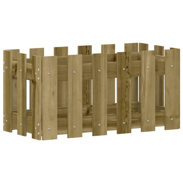 vidaXL Odlingsl&aring;da med staket-design 60x30x30 cm impregnerad furu