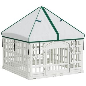 vidaXL 4 Panel Hund Playpen med Tak Vit 88 x 58 cm Plast