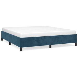 vidaXL S&auml;ngram utan madrass m&ouml;rkbl&aring; 160x200 cm sammet