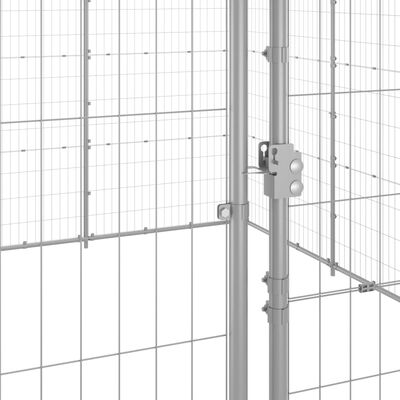 vidaXL Hundgård för utomhusbruk galvaniserat stål 14,52 m²