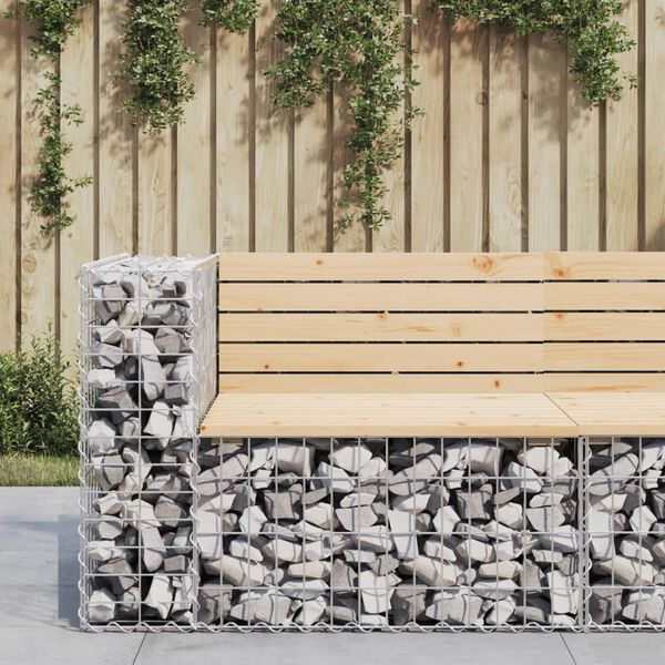 vidaXL Trädgårdsbänk gabion-design 92x71x65,5 cm massiv furu
