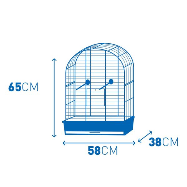 Duvoplus F&aring;gelbur med tillbeh&ouml;r Iza 3 58x38x65 cm gr&aring; och svart