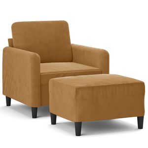 vidaXL F&aring;t&ouml;lj med fotpall Brun 60 cm sammet