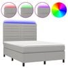 vidaXL Rams&auml;ng med madrass & LED ljusgr&aring; 140x200 cm tyg