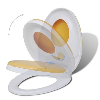 vidaXL Toalettsitsar med mjuk stängning 2 st plast vit och gul