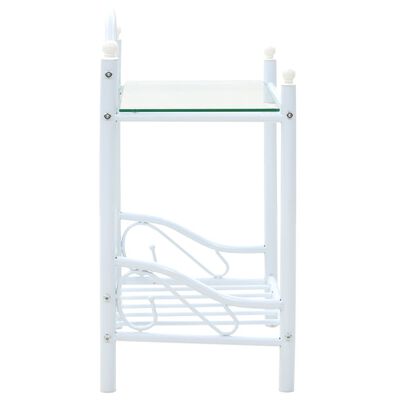 vidaXL Sängbord 2 st stål och härdat glas 45x30,5x60 cm vit