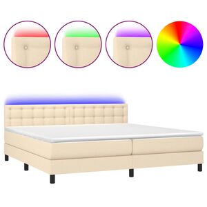 vidaXL Rams&auml;ng med madrass & LED gr&auml;ddvit 200x200 cm tyg