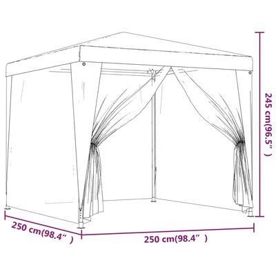 vidaXL Partytält med 4 sidoväggar i nät 2,5x2,5 m HDPE antracit