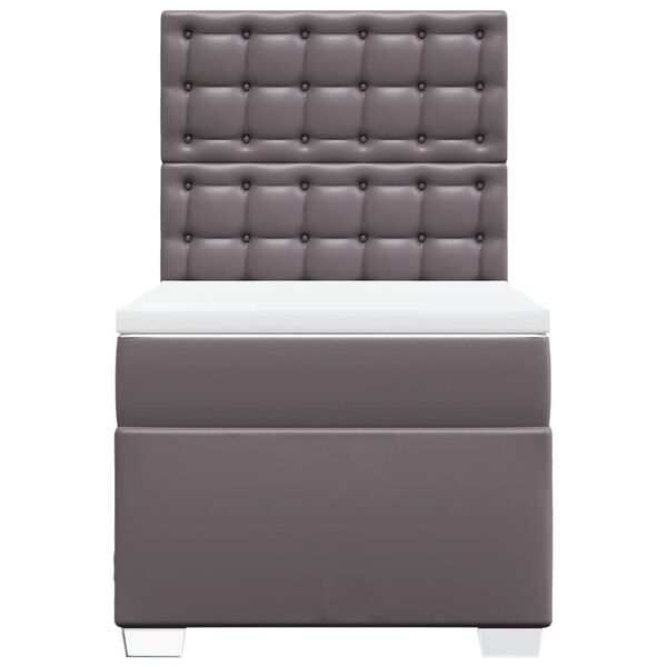 vidaXL Ramsäng med madrass grå 90x200 cm konstläder