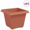 vidaXL Kvadratisk Blomkruka 24 pcs Murgr&ouml;n 20 x 20 x 16 cm Plast