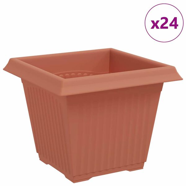 vidaXL Kvadratisk Blomkruka 24 pcs Murgr&ouml;n 20 x 20 x 16 cm Plast