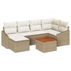 vidaXL Tr&auml;dg&aring;rdsoffset med kudde 7 pcs Beige konstrotting
