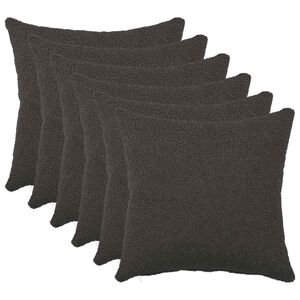 vidaXL Kudd&ouml;verdrag 6 st HEERLEN M&ouml;rkgr&aring; 30 x 30 cm Boucl&eacute;