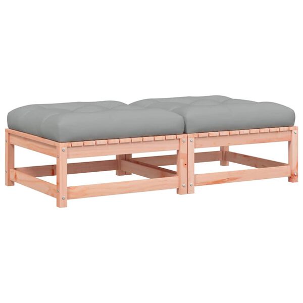 vidaXL Fotpallar med dynor för trädgården 2 st massivt douglasträ