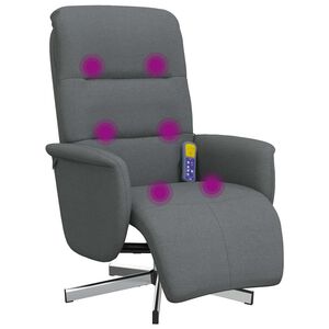vidaXL Massagef&aring;t&ouml;lj med fotst&ouml;d m&ouml;rkgr&aring; tyg