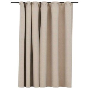vidaXL M&ouml;rkl&auml;ggningsgardin med krokar linnelook beige 290x245 cm