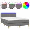 vidaXL Rams&auml;ng med madrass & LED m&ouml;rkgr&aring; 140x190 cm tyg