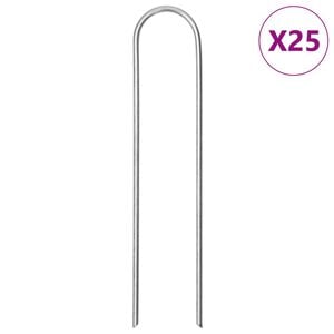 vidaXL Markpinne U-format 25 st 15x3,5 cm galvaniserat st&aring;l