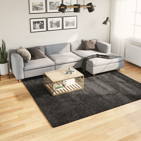 vidaXL Ryamatta PAMPLONA l&aring;ng lugg modern antracit 240x240 cm