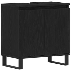 vidaXL Badrumssk&aring;p med handfat Svart Ek 58 x 33 x 60 cm