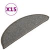 vidaXL Trappmattor 15 st 56x17x3 cm gr&aring; halvrunda