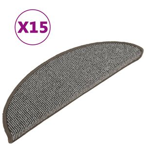 vidaXL Trappmattor 15 st 56x17x3 cm gr&aring; halvrunda