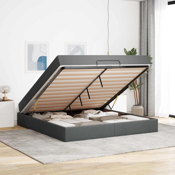 vidaXL S&auml;ngram med madrass med madrass 2 pcs D&auml;mpad Gr&aring; tyg