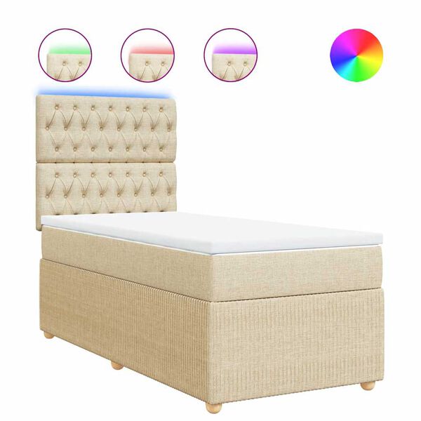 vidaXL Rams&auml;ng med madrass gr&auml;ddvit 80x200 cm tyg