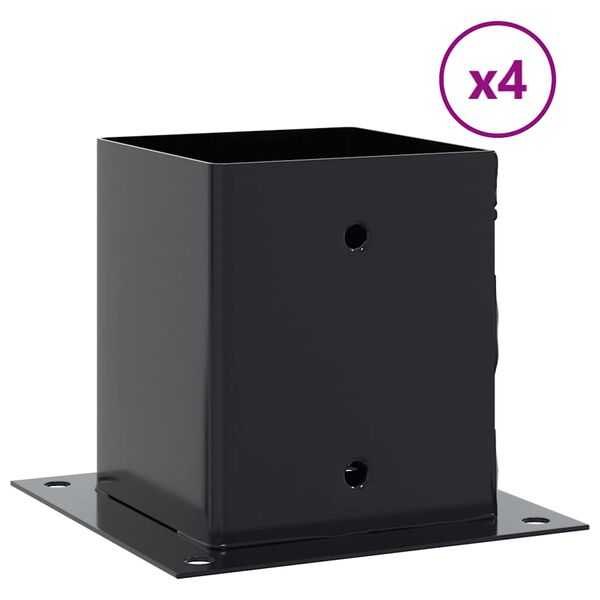 vidaXL Stolpbaser, fyrkant, 4 st, 121x121 mm pulverlackerat st&aring;l