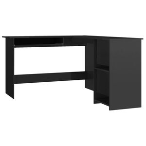vidaXL Skrivbord L-format svart h&ouml;gglans 120x140x75 cm konstruerat tr&auml;