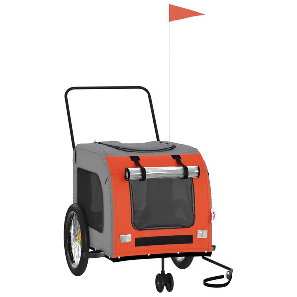 vidaXL Cykelvagn f&ouml;r djur orange och gr&aring; oxfordtyg och j&auml;rn