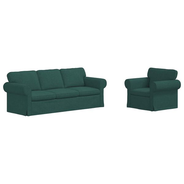 vidaXL Soffa 2 pcs M&ouml;rkgr&ouml;n 215 x 82 x 80 cm tyg