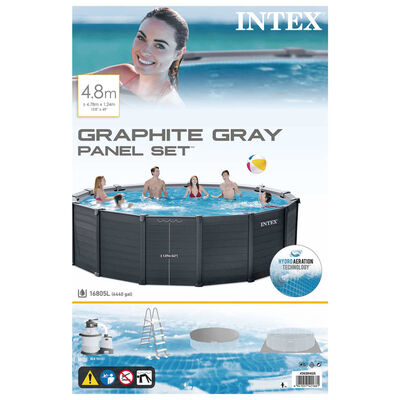 INTEX Ovanmarkspool Graphite Gray Panel 478x124 cm