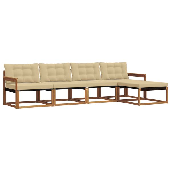 vidaXL Utomhussoffset med kudde 5 pcs Naturlig och Beige